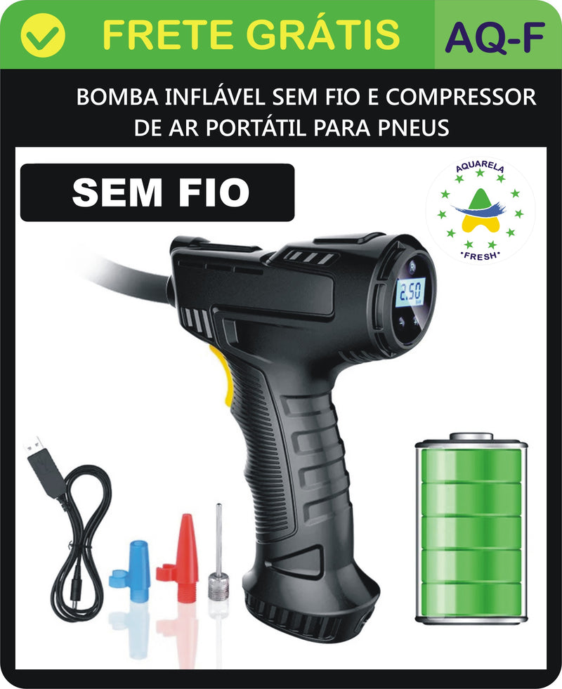 Bomba inflável sem fio e Compressor de ar portátil para pneus