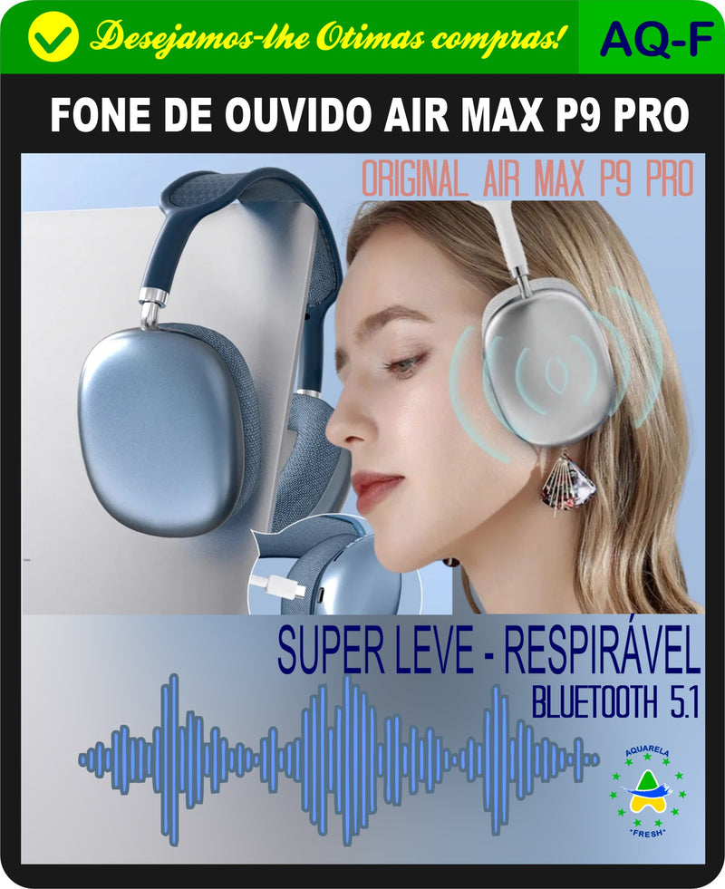 FONE DE OUVIDO P9 MAX PRO BLUETOOTH - ORIGINAL