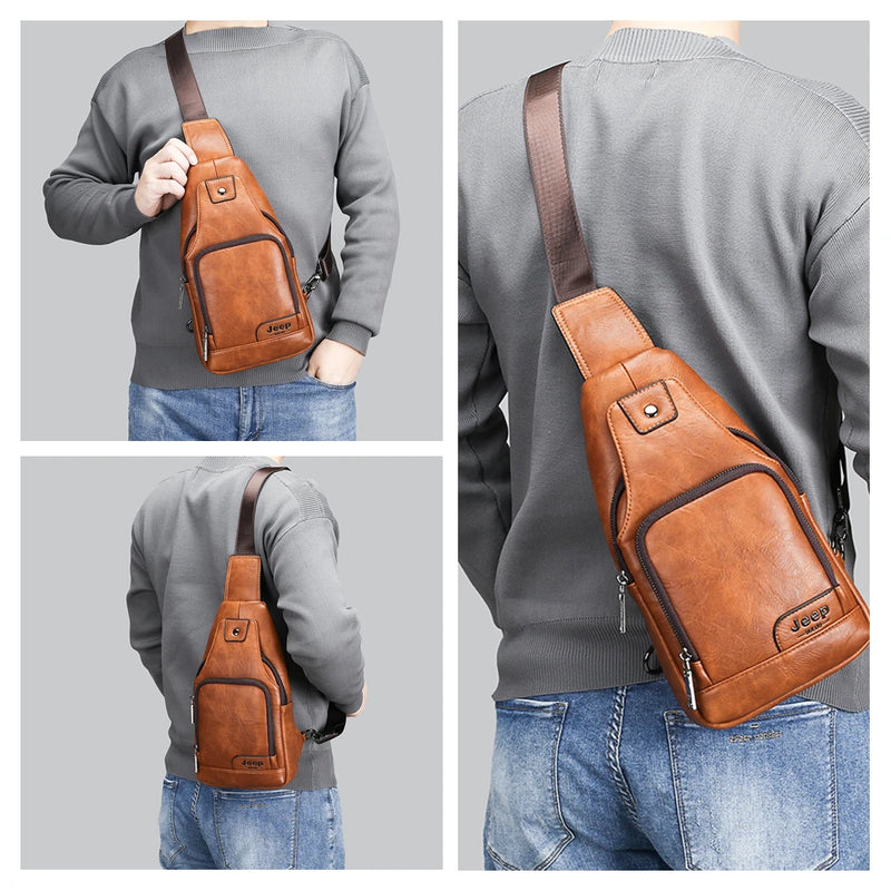 BOLSA MASCULINA TRANSVERSAL DE COURO - JEEP BULUO