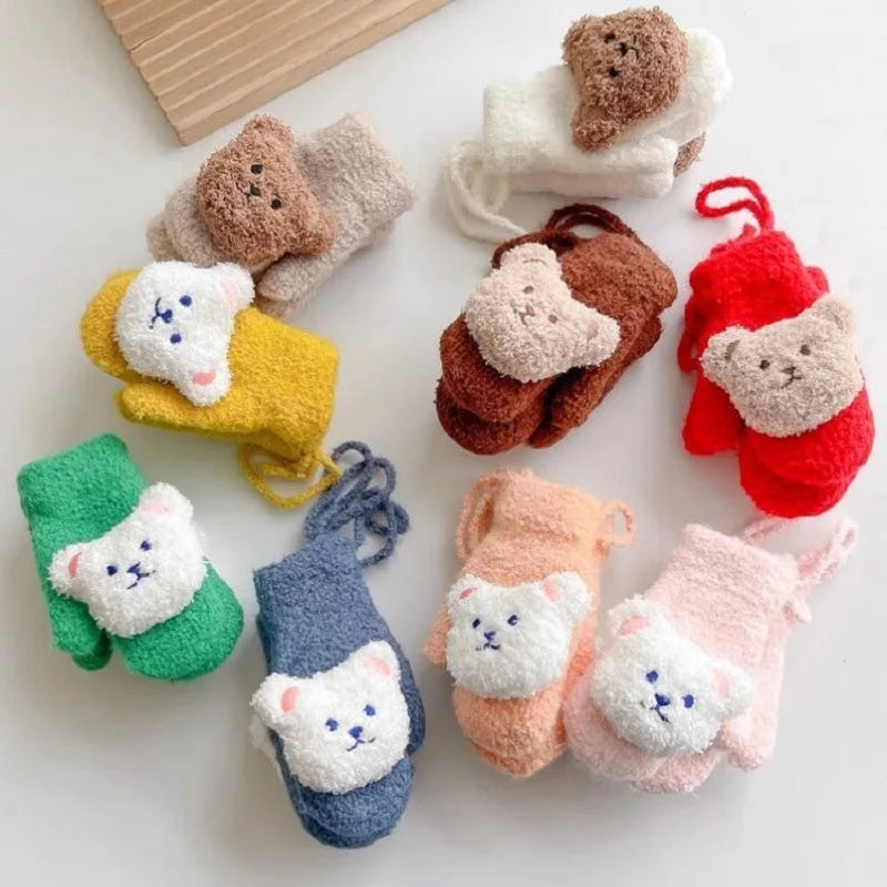 Luvas de inverno  para crianças, meninas, meninos. luvas de malha grossa tipo pantufa