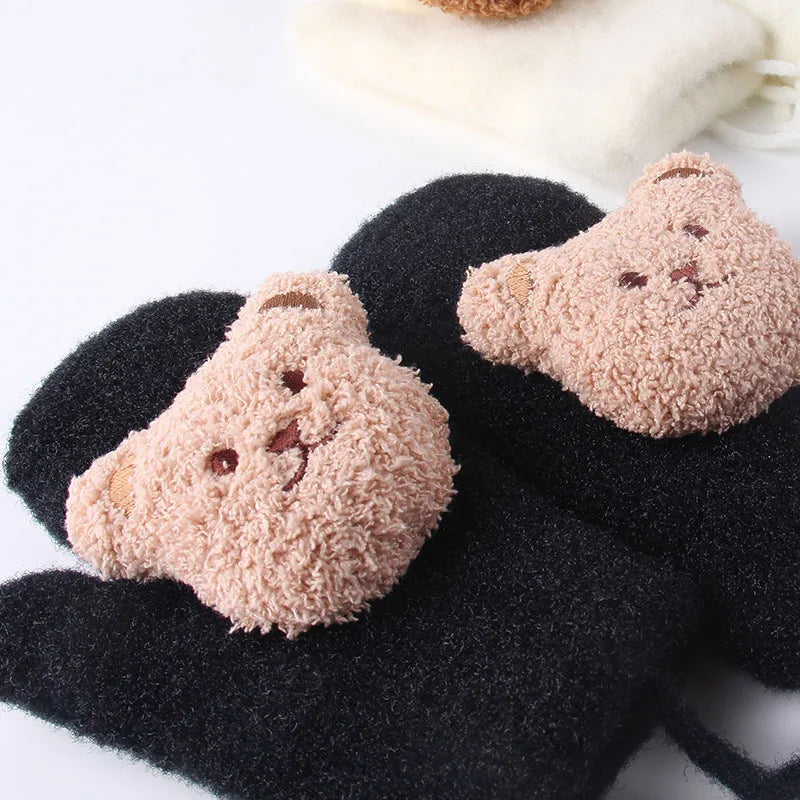 Luvas de inverno  para crianças, meninas, meninos. luvas de malha grossa tipo pantufa