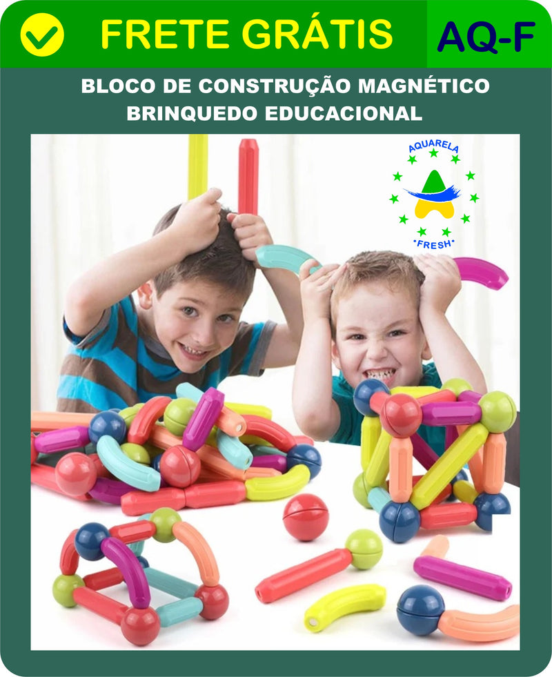 BRINQUEDO BLOCO DE CONSTRUÇÃO MAGNÉTICO - BRINQUEDO EDUCACIONAL