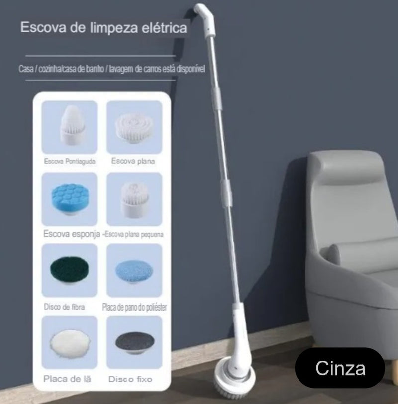 Escova de limpeza domestica elétrica multifuncional  8 em 1, carregamento USB